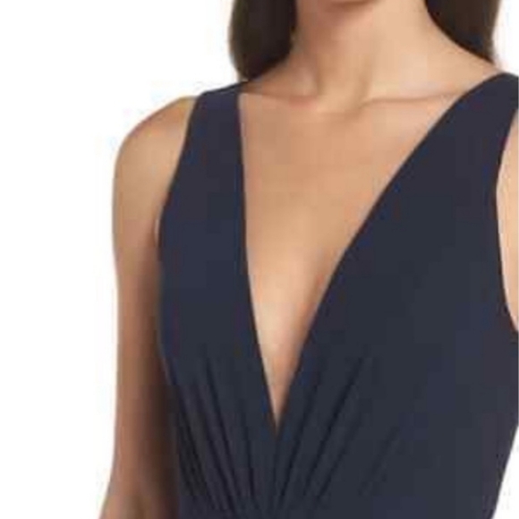 Anthropologie BHLDN /Jenny Yoo Ryan Illusion V Neck Maxi Dress Size 8 Navy Blue - Picture 3 of 14